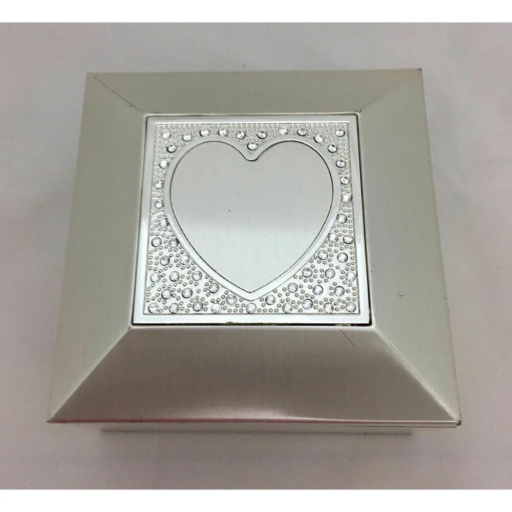 Things Remembered Jewelry‎ Trinket Square Box with Rhinestones Heart Silver-tone